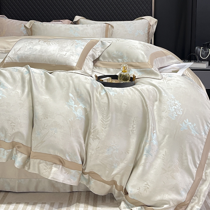 91家纺网 家纺一手货源 找家纺  2025夏季A类天丝棉贡缎提花四件套真丝全工艺丝滑裸睡长绒棉床单床笠轻奢风爆款床上用品 -尤朵 尤朵-湘金