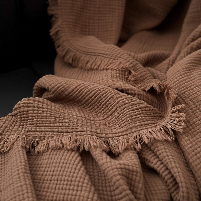 91家纺网 家纺一手货源 找家纺 （总）山舍家居 2025年全棉四层纱布流苏盖毯夏被沙发巾