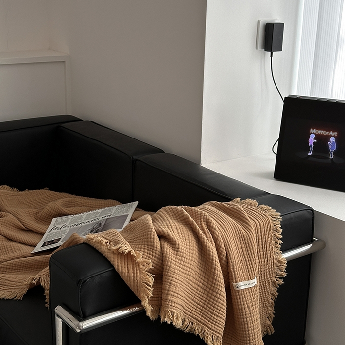 91家纺网 家纺一手货源 找家纺 山舍家居 2025年全棉四层纱布流苏盖毯夏被沙发巾 豆蔻