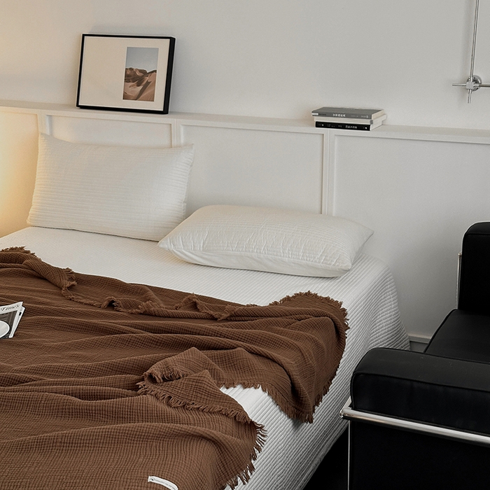 91家纺网 家纺一手货源 找家纺 （总）山舍家居 2025年全棉四层纱布流苏盖毯夏被沙发巾