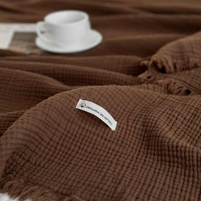 91家纺网 家纺一手货源 找家纺 （总）山舍家居 2025年全棉四层纱布流苏盖毯夏被沙发巾