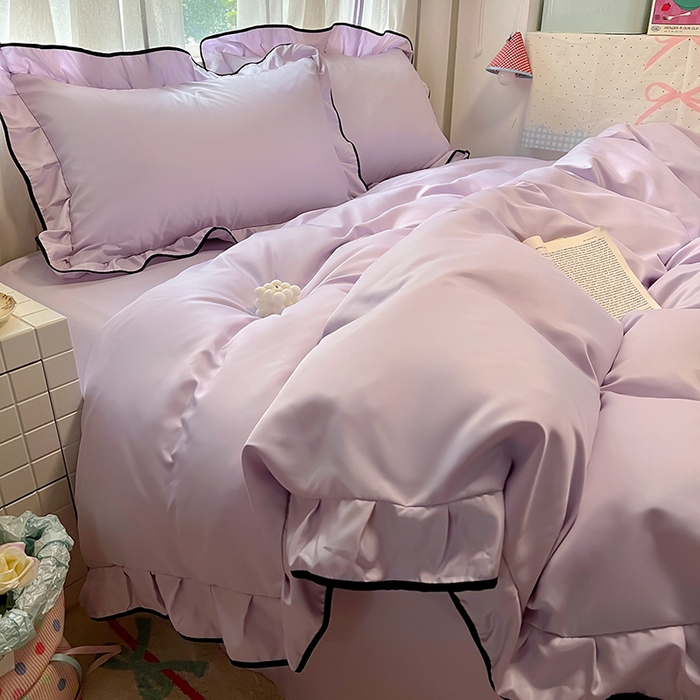 91家纺网 家纺一手货源 找家纺 （总）老K (原美阁） 2025新款夏季冰丝四件套韩版公主风水洗真丝被套四件套