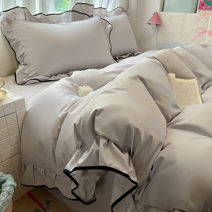 91家纺网 家纺一手货源 找家纺 （总）老K (原美阁） 2025新款夏季冰丝四件套韩版公主风水洗真丝被套四件套