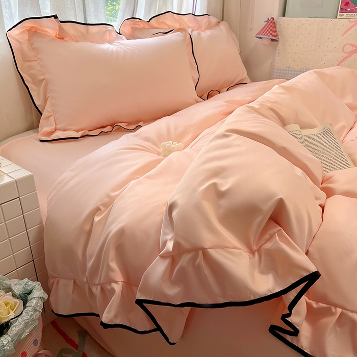 91家纺网 家纺一手货源 找家纺 （总）老K (原美阁） 2025新款夏季冰丝四件套韩版公主风水洗真丝被套四件套