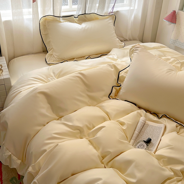 91家纺网 家纺一手货源 找家纺 （总）老K (原美阁） 2025新款夏季冰丝四件套韩版公主风水洗真丝被套四件套