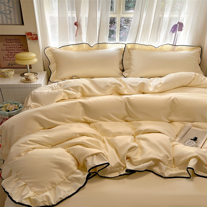 91家纺网 家纺一手货源 找家纺 （总）老K (原美阁） 2025新款夏季冰丝四件套韩版公主风水洗真丝被套四件套