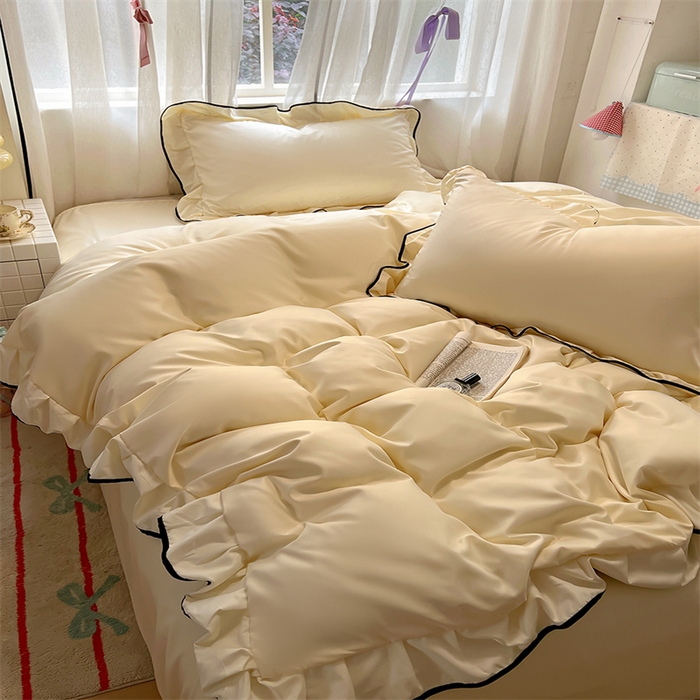 91家纺网 家纺一手货源 找家纺 （总）老K (原美阁） 2025新款夏季冰丝四件套韩版公主风水洗真丝被套四件套