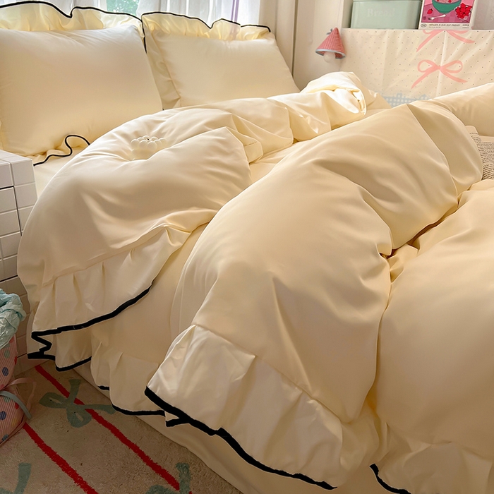 91家纺网 家纺一手货源 找家纺 （总）老K (原美阁） 2025新款夏季冰丝四件套韩版公主风水洗真丝被套四件套