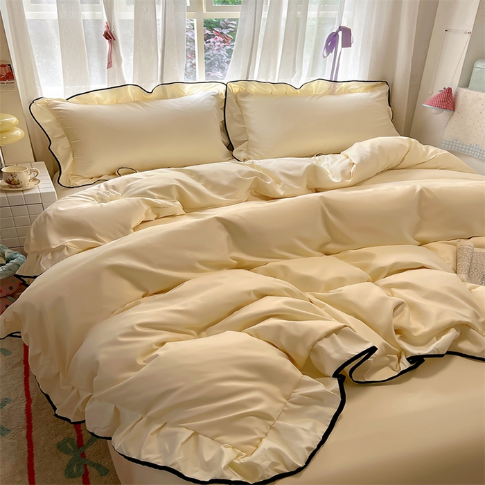 91家纺网 家纺一手货源 找家纺 （总）老K (原美阁） 2025新款夏季冰丝四件套韩版公主风水洗真丝被套四件套