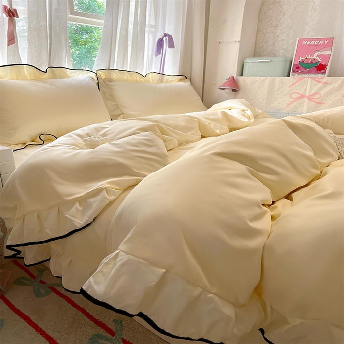 91家纺网 家纺一手货源 找家纺 （总）老K (原美阁） 2025新款夏季冰丝四件套韩版公主风水洗真丝被套四件套