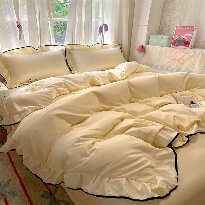 91家纺网 家纺一手货源 找家纺 （总）老K (原美阁） 2025新款夏季冰丝四件套韩版公主风水洗真丝被套四件套