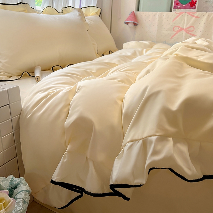 91家纺网 家纺一手货源 找家纺 （总）老K (原美阁） 2025新款夏季冰丝四件套韩版公主风水洗真丝被套四件套