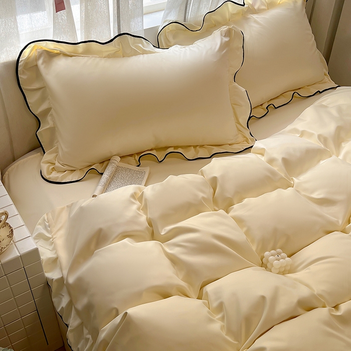 91家纺网 家纺一手货源 找家纺 （总）老K (原美阁） 2025新款夏季冰丝四件套韩版公主风水洗真丝被套四件套