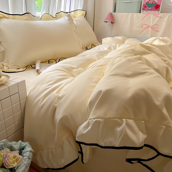 91家纺网 家纺一手货源 找家纺 （总）老K (原美阁） 2025新款夏季冰丝四件套韩版公主风水洗真丝被套四件套