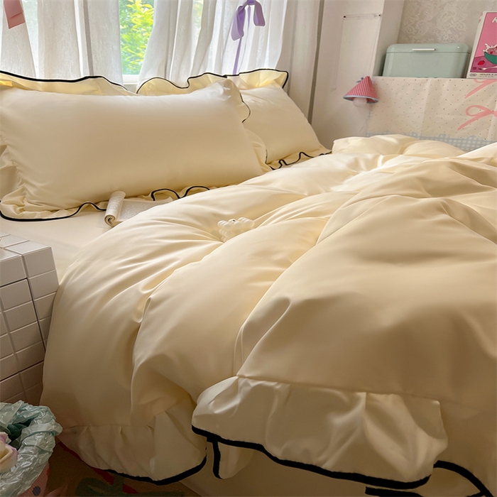 91家纺网 家纺一手货源 找家纺 （总）老K (原美阁） 2025新款夏季冰丝四件套韩版公主风水洗真丝被套四件套