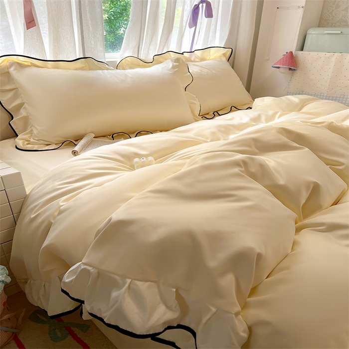 91家纺网 家纺一手货源 找家纺 （总）老K (原美阁） 2025新款夏季冰丝四件套韩版公主风水洗真丝被套四件套