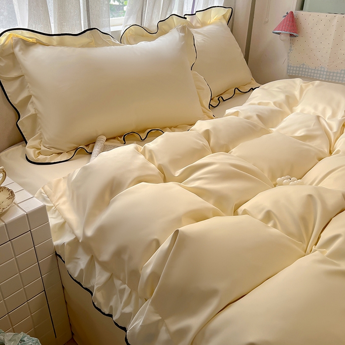 91家纺网 家纺一手货源 找家纺 （总）老K (原美阁） 2025新款夏季冰丝四件套韩版公主风水洗真丝被套四件套