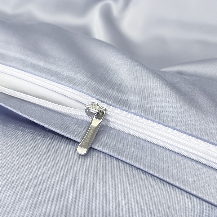 91家纺网 家纺一手货源 找家纺 2025新款夏季爆款A类兰精天丝四件套真丝重工刺绣丝滑裸睡床单床笠轻奢风纯色简约床上用品 妮鹿-朦胧灰