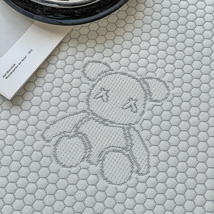 91家纺网 家纺一手货源 找家纺 花满路 2025新款提花凉豆豆床笠款床席三件套 暴力熊灰