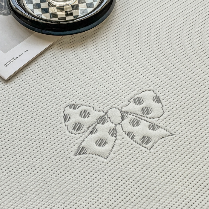 91家纺网 家纺一手货源 找家纺 花满路 2025新款提花凉豆豆床笠款床席三件套 蝴蝶结灰