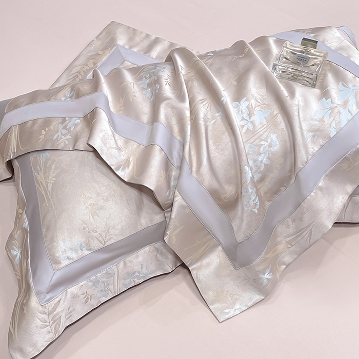 91家纺网 家纺一手货源 找家纺  2025夏季A类天丝棉贡缎提花四件套真丝全工艺丝滑裸睡长绒棉床单床笠轻奢风爆款床上用品 尤朵-芸粉