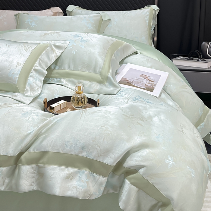 91家纺网 家纺一手货源 找家纺 （总） 2025夏季A类天丝棉贡缎提花四件套真丝全工艺丝滑裸睡长绒棉床单床笠轻奢风爆款床上用品