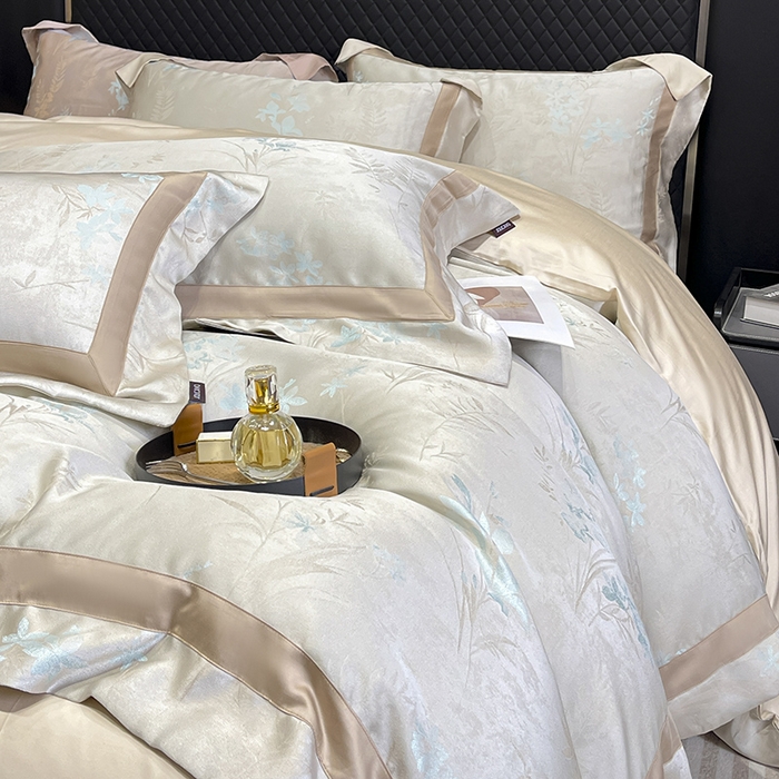 91家纺网 家纺一手货源 找家纺 （总） 2025夏季A类天丝棉贡缎提花四件套真丝全工艺丝滑裸睡长绒棉床单床笠轻奢风爆款床上用品