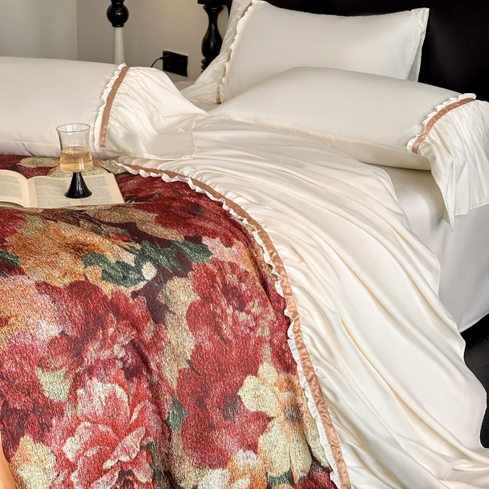 91家纺网 家纺一手货源 找家纺 （总）千希家纺2025新款水洗真丝大花边四件套