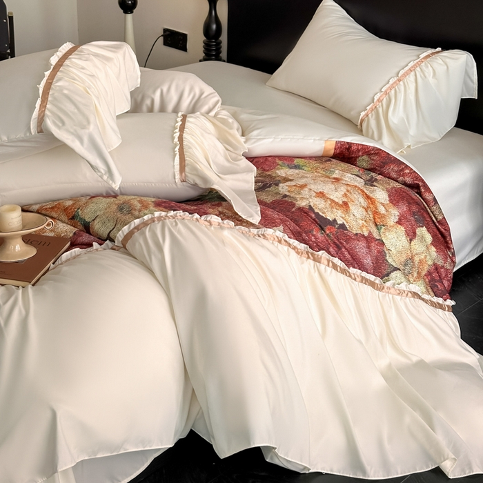 91家纺网 家纺一手货源 找家纺 （总）千希家纺2025新款水洗真丝大花边四件套