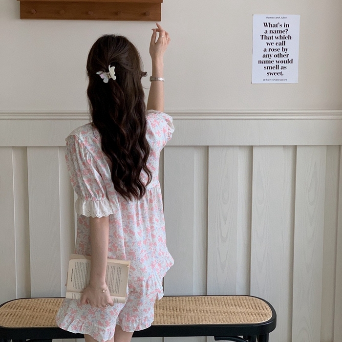 91家纺网 家纺一手货源 找家纺 （总）妍景家居生活馆 2025新款韩系蕾丝碎花方领套装款