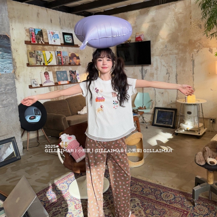 91家纺网 家纺一手货源 找家纺 （总）妍景家居生活馆 2025新款小熊家-油画小猫家居服