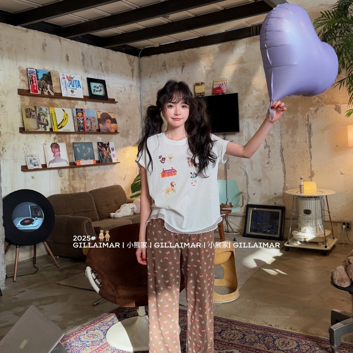 91家纺网 家纺一手货源 找家纺 （总）妍景家居生活馆 2025新款小熊家-油画小猫家居服