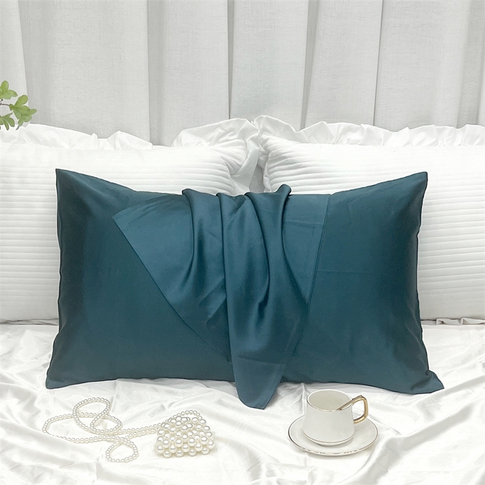 91家纺网 家纺一手货源 找家纺 凯森家纺 2025新款冰丝枕套高仿真丝枕头套夏季天丝枕芯套-口袋款 口袋墨绿