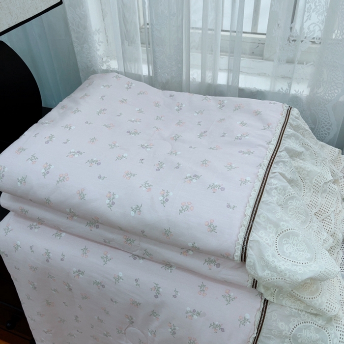 91家纺网 家纺一手货源 找家纺 暖居2025新款欧式浪漫多功能夏被 艾琳粉