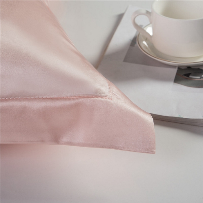 91家纺网 家纺一手货源 找家纺 凯森家纺 高仿真丝枕套桑蚕丝纯色枕芯套冰丝夏季成人枕头套48x74cm家用枕巾一对装 压线玉色