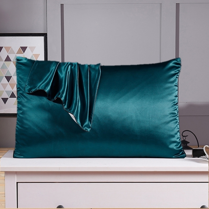 凯森家纺 2025夏季冰丝枕套天丝丝绸枕芯套高仿真丝蚕丝枕头套单人枕巾48x74cm 麻绳墨绿