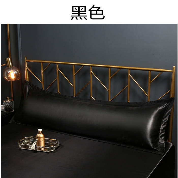 91家纺网 家纺一手货源 找家纺 凯森家纺 夏季水洗真丝双面情侣枕套冰丝丝绸天丝枕芯套加长枕芯套48x120cm48x150cm 双人-黑色