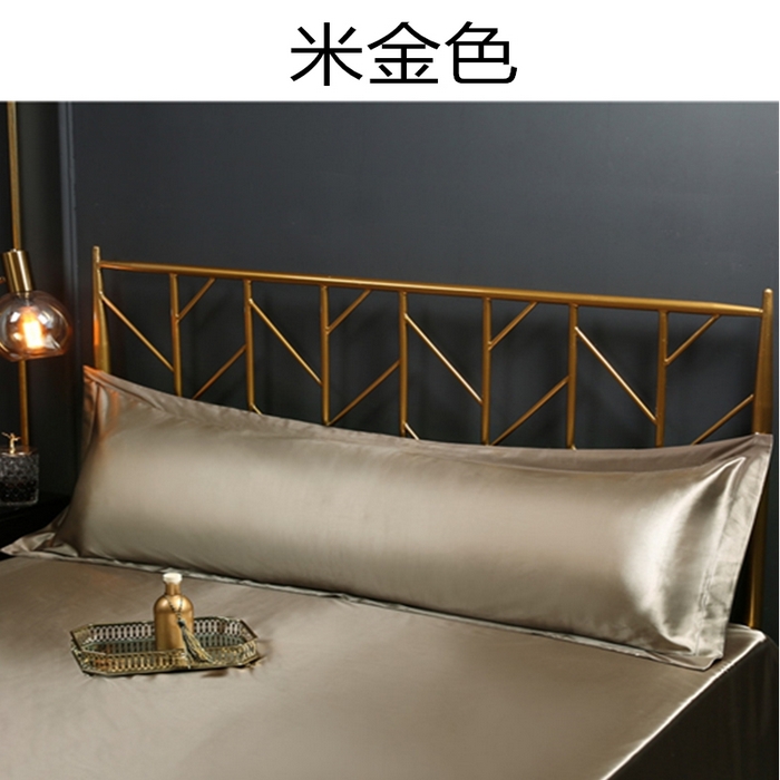 91家纺网 家纺一手货源 找家纺 凯森家纺 夏季水洗真丝双面情侣枕套冰丝丝绸天丝枕芯套加长枕芯套48x120cm48x150cm 双人-米金