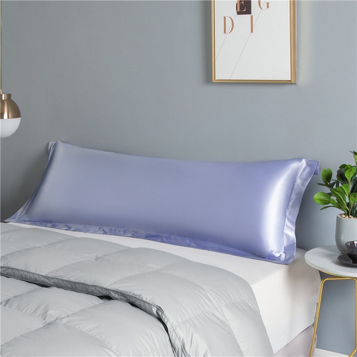 91家纺网 家纺一手货源 找家纺 凯森家纺 夏季水洗真丝双面情侣枕套冰丝丝绸天丝枕芯套加长枕芯套48x120cm48x150cm 双人-丁香紫