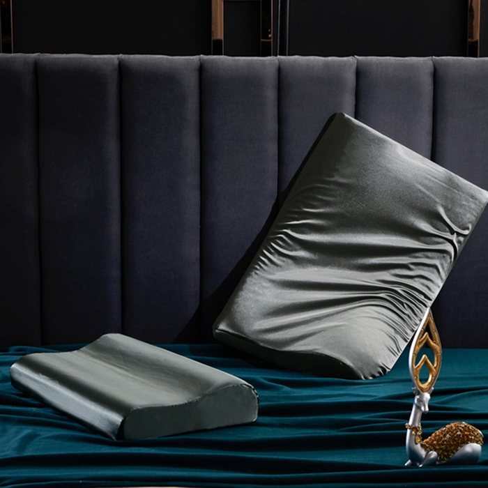 凯森家纺 夏季双面冰丝乳胶枕套记忆枕枕芯套成人40x60儿童50x30cm 立体银灰