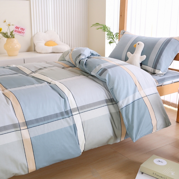 91家纺网 家纺一手货源 找家纺 （总）凯森家纺 133x72学生全棉三件套床单款上下铺宿舍六件套纯棉被套