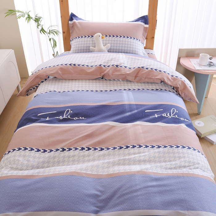 91家纺网 家纺一手货源 找家纺 凯森家纺 133x72学生全棉三件套床单款上下铺宿舍六件套纯棉被套 留白