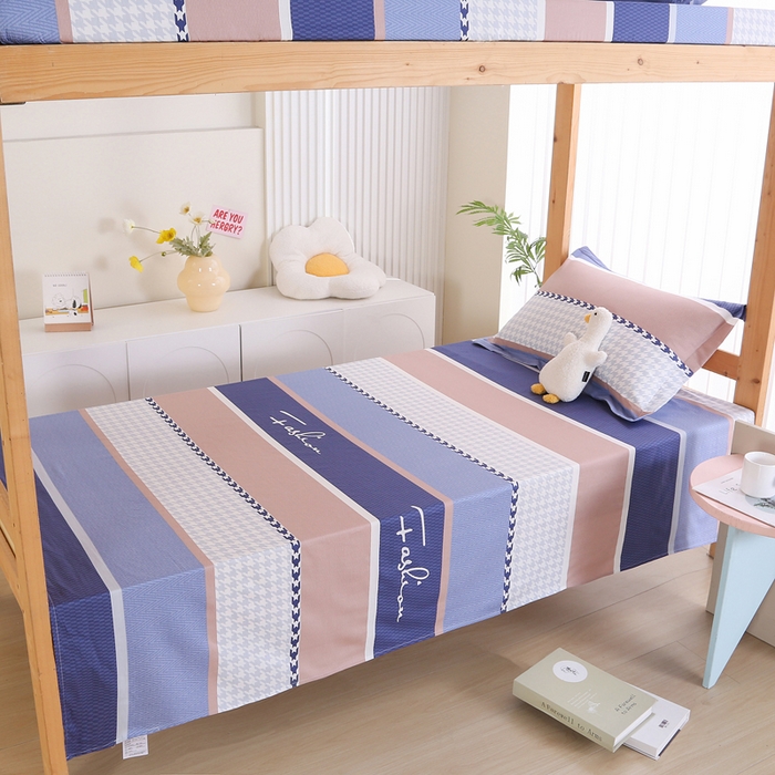 91家纺网 家纺一手货源 找家纺 凯森家纺 133x72学生全棉三件套床单款上下铺宿舍六件套纯棉被套 留白