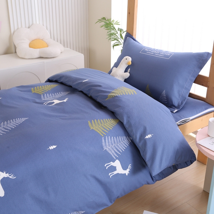 91家纺网 家纺一手货源 找家纺 凯森家纺 133x72学生全棉三件套床单款上下铺宿舍六件套纯棉被套 一路繁程