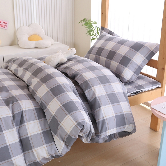 凯森家纺 133x72学生全棉三件套床单款上下铺宿舍六件套纯棉被套 时光慢慢-灰