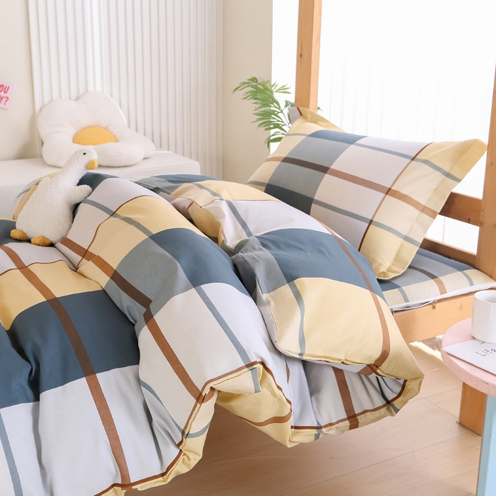 91家纺网 家纺一手货源 找家纺 凯森家纺 133x72学生全棉三件套床单款上下铺宿舍六件套纯棉被套 卡丽尔