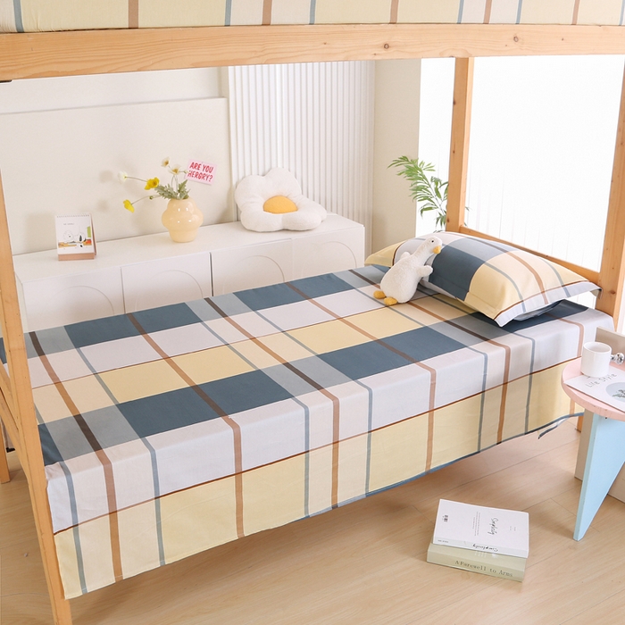 91家纺网 家纺一手货源 找家纺 凯森家纺 133x72学生全棉三件套床单款上下铺宿舍六件套纯棉被套 卡丽尔