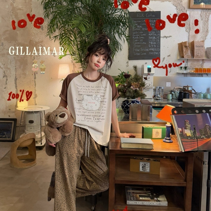 91家纺网 家纺一手货源 找家纺 妍景家居生活馆 2025新款小熊家-豹纹KT家居服 豹纹KT-咖色