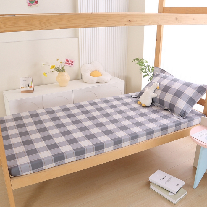 91家纺网 家纺一手货源 找家纺 （总）凯森家纺 2025新款斜纹加厚全棉三件套寝室学生床笠上下铺床三件套单被套150x200