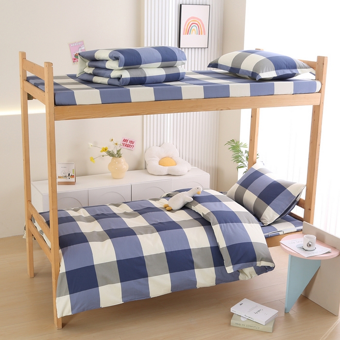 91家纺网 家纺一手货源 找家纺 （总）凯森家纺 2025新款斜纹加厚全棉三件套寝室学生床笠上下铺床三件套单被套150x200